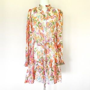 Fate Floral Dress Women S Cottagecore Button Ruffle Smocked Long Sleeve Teired